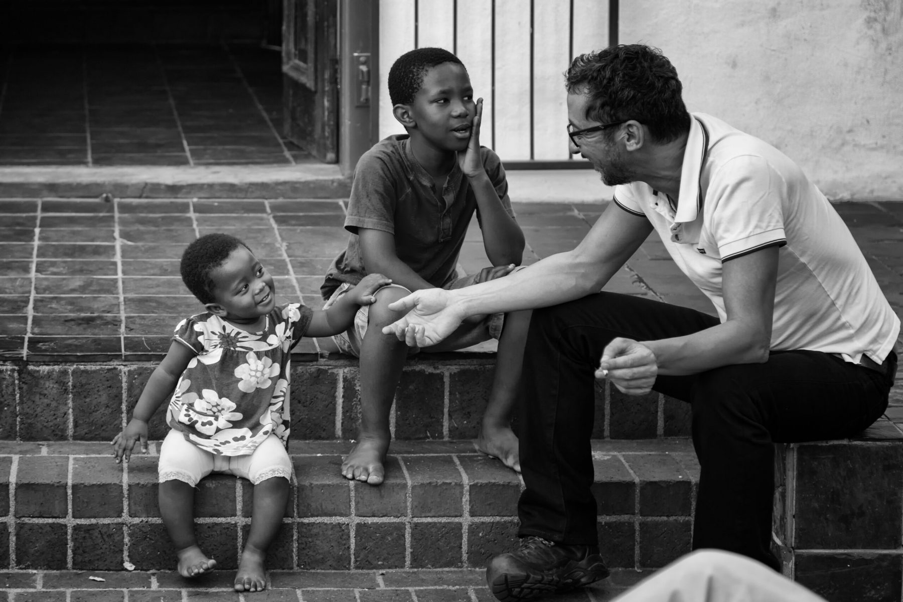 A child's coy greeting